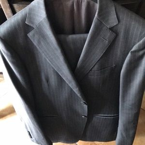 Charcoal suit with Brown pin stripe